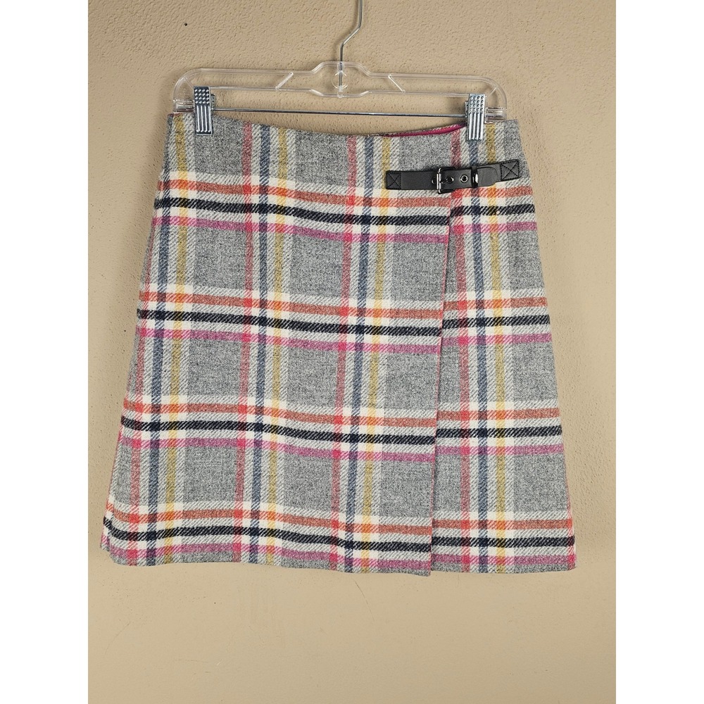 Boden Womens Gray Plaid British Tweed By Moon Wool Skort 6R 6 Regular